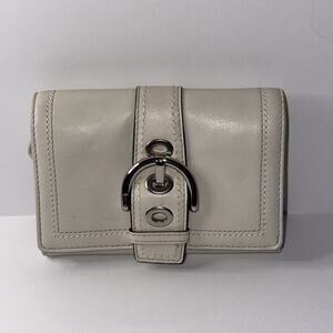 COACH Vintage Leather Turnlock Wallet Flap Beige Early 2000s Authentic